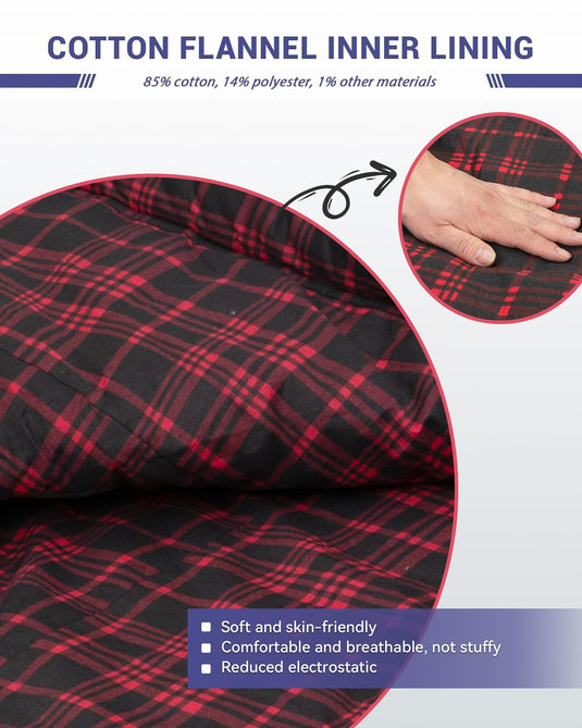 KingCamp FREESPACE 250 3-Season Plus Size Flannel Sleeping Bag Comfortable and Breathable