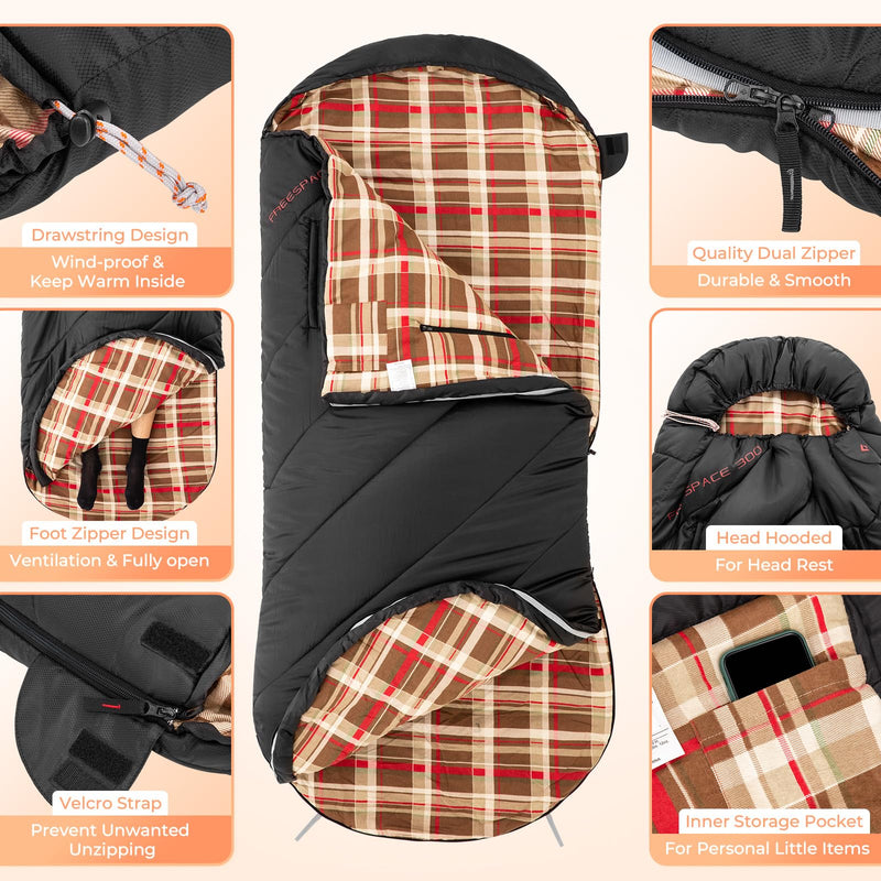 Load image into Gallery viewer, KingCamp FREESPACE 300 Wearable Sleeping Bag – Waterproof, Extra Wide Flannel Camping Sleeping Bag
