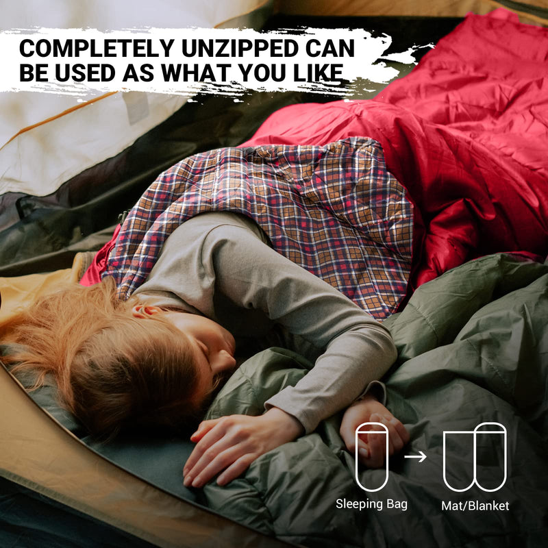 Load image into Gallery viewer, KingCamp FREESPACE 350 Flannel Sleeping Bag-Envelope With Hood Completely Unzipped can be Used as Blanket
