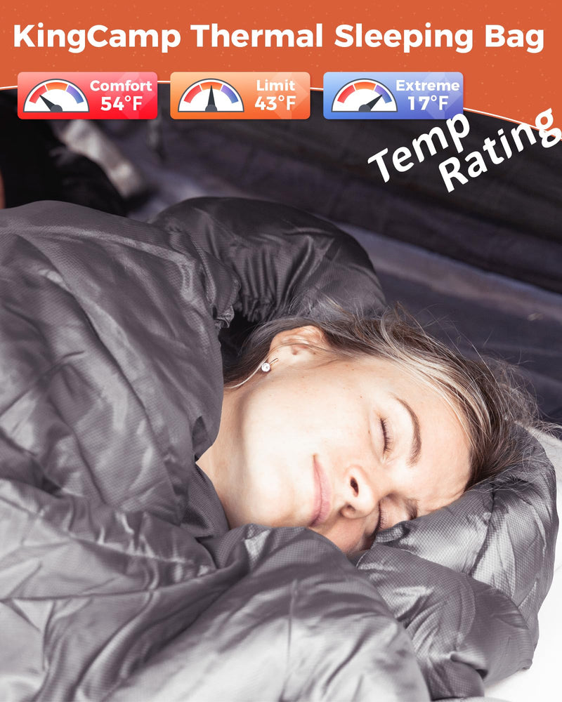 Load image into Gallery viewer, KingCamp Thermal Heated Sleeping Bag – Extra Wide, Cold Weather &amp; Fast-Warming (17°F to 54°F)
