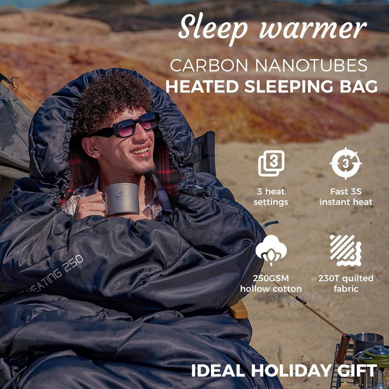 Load image into Gallery viewer, KingCamp FREESPACE HEATING 250 Heated Sleeping Bag Carbon Nanotubes
