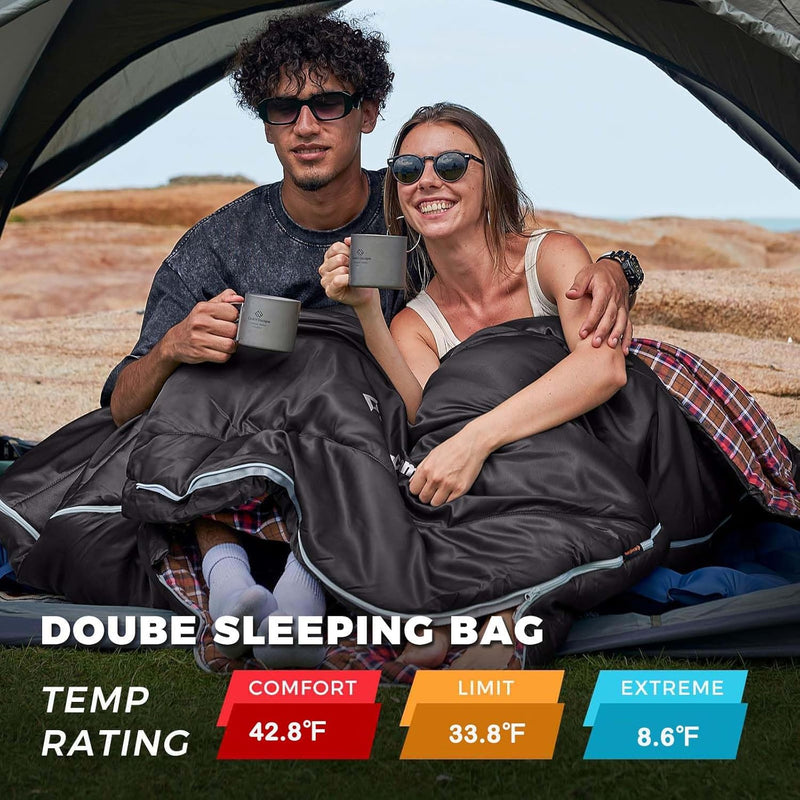 Load image into Gallery viewer, KingCamp FREESPACE Series Sleeping Bags – Roomy Single &amp; Double Camping Bag Black
