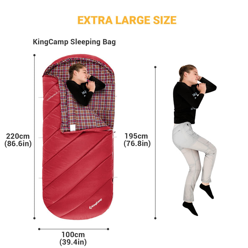 Load image into Gallery viewer, KingCamp FREESPACE 350 Flannel Sleeping Bag-Envelope With Hood Extra Large
