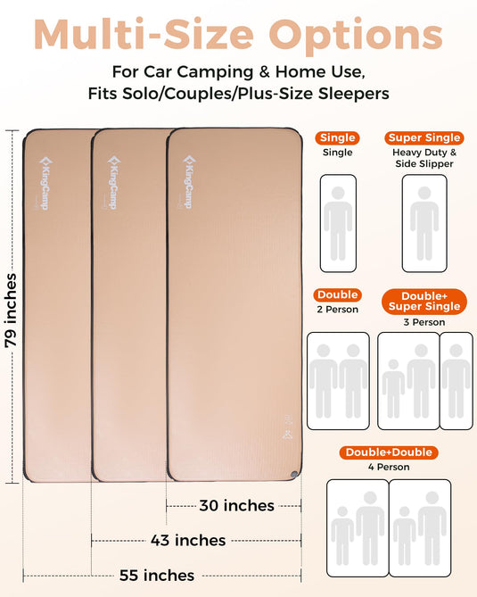 KingCamp FlexiRest 5.0 Plus Extra-Wide Inflatable Sleeping Pad - PVC-Free, Ultra-Lightweight Camping Mattress for Maximum Comfort, Glamping, Backpacking & Travel