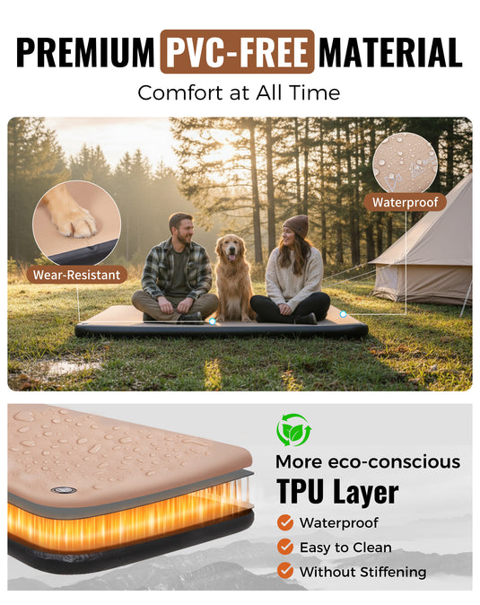 KingCamp Flexi Rest 8.0 DUO Inflatable Sleeping Pad | Double-Wide 55" Camping Mattress with Drop-Stitch Construction, 1100lb Capacity TPU Air Bed