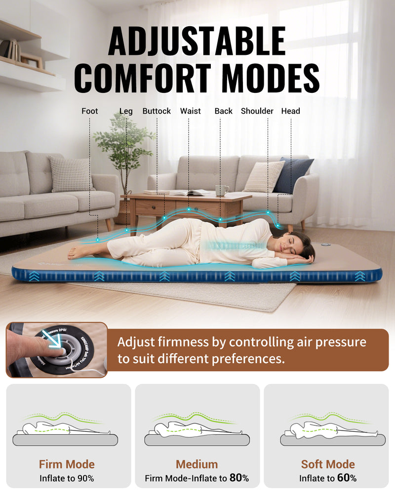 Load image into Gallery viewer, KingCamp Flexi Rest 8.0 DUO Inflatable Sleeping Pad | Double-Wide 55" Camping Mattress with Drop-Stitch Construction, 1100lb Capacity TPU Air Bed
