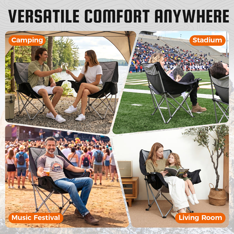 Load image into Gallery viewer, KingCamp Folding Sofa Chair | Padded Camping Chair with Cooler Armrest, Cup Holder, 300lb Capacity Portable Outdoor Couch
