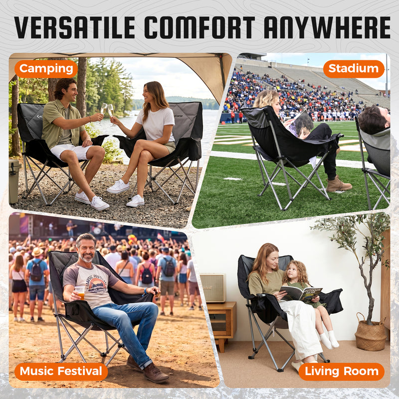 Load image into Gallery viewer, KingCamp Folding Sofa Chair | Padded Camping Chair with Cooler Armrest, Cup Holder, 300lb Capacity Portable Outdoor Couch
