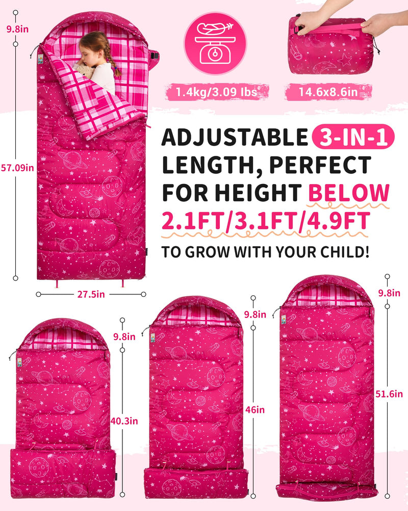 Load image into Gallery viewer, KingCamp Galaxy Zoo C 300 Kids Sleeping Bag – Adjustable Length
