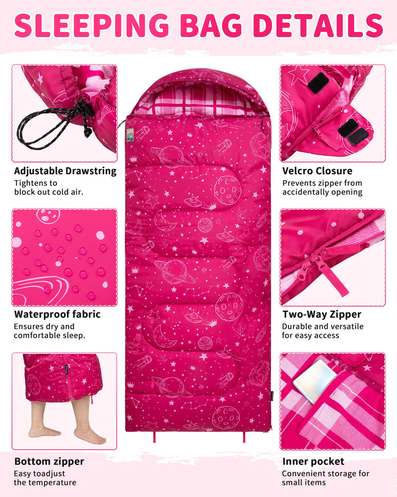 Load image into Gallery viewer, KingCamp Galaxy Zoo C 300 Kids Sleeping Bag – Adjustable Length
