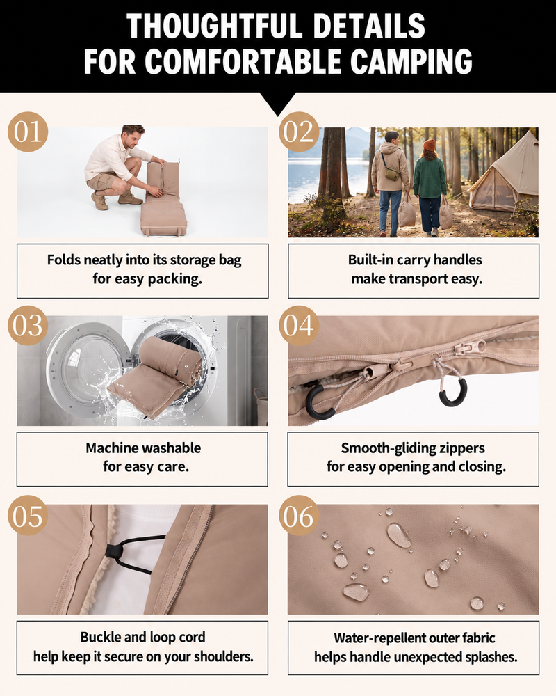 Load image into Gallery viewer, KingCamp HAZE 50 4-in-1 Camping Blanket, Sherpa Fleece Wearable Blanket, Zip-Up Sleeping Bag &amp; Travel Pillow KHAKI
