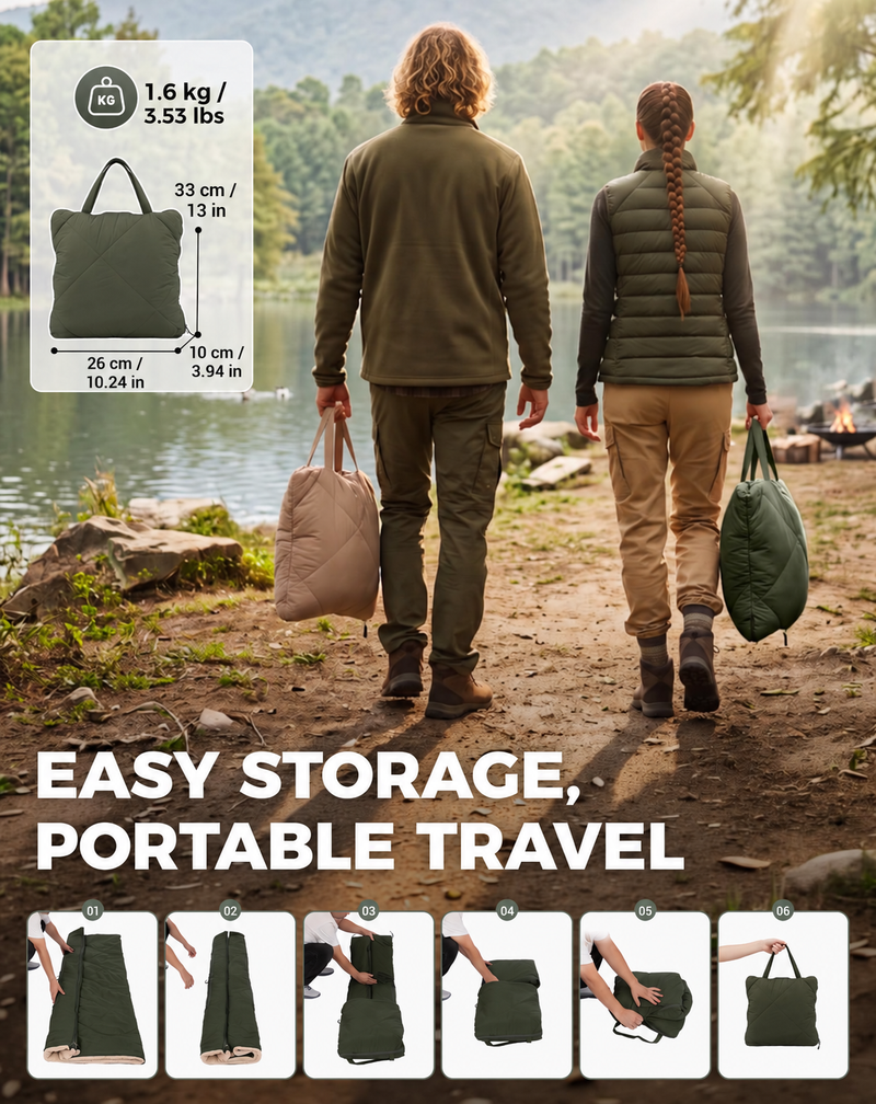 Load image into Gallery viewer, KingCamp HAZE 50 4-in-1 Camping Blanket, Sherpa Fleece Wearable Blanket, Zip-Up Sleeping Bag &amp; Travel Pillow
