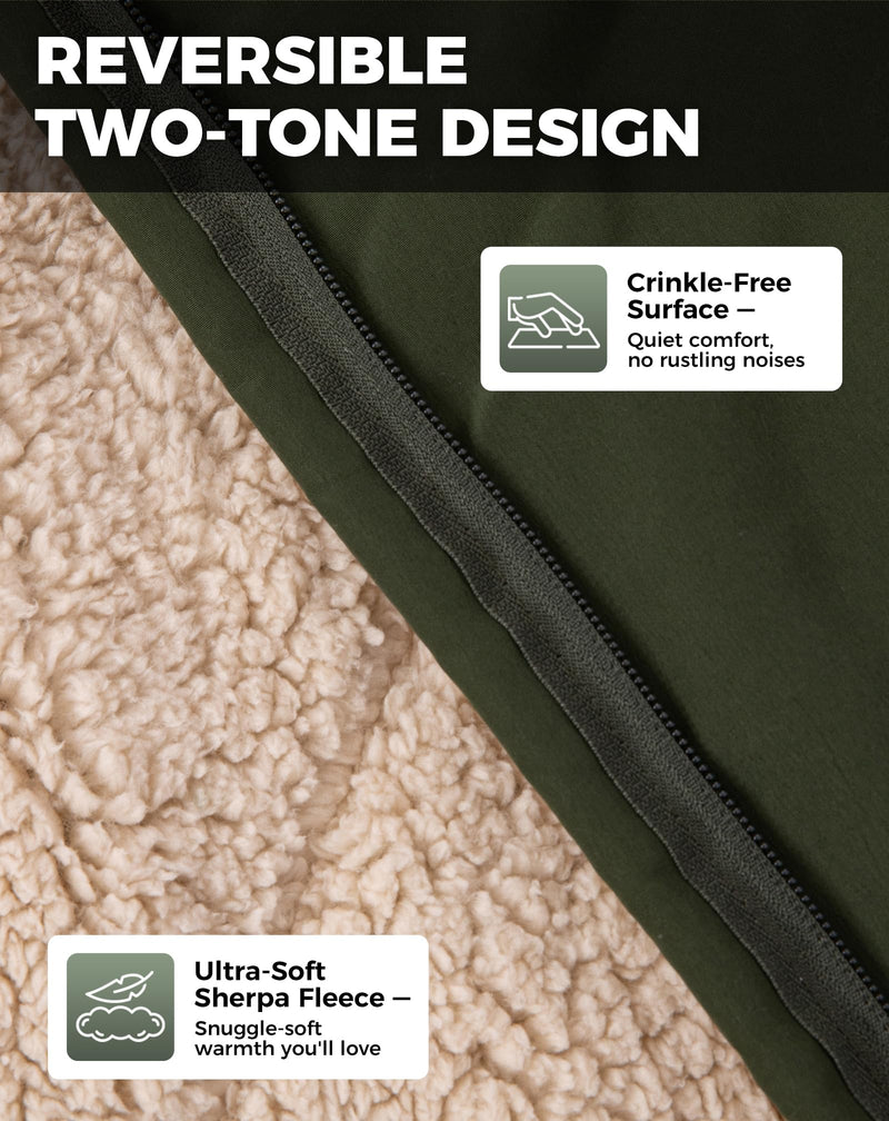 Load image into Gallery viewer, KingCamp HAZE 50 4-in-1 Camping Blanket, Sherpa Fleece Wearable Blanket, Zip-Up Sleeping Bag &amp; Travel Pillow
