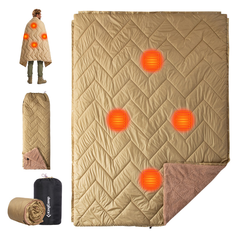 Load image into Gallery viewer, KingCamp HEATED NIMBUS Blanket, 4-Zone Portable Heated Camping Blanket with Sherpa Fleece, Water-Resistant Outdoor Electric Blanket, 78.7" x 57.1"
