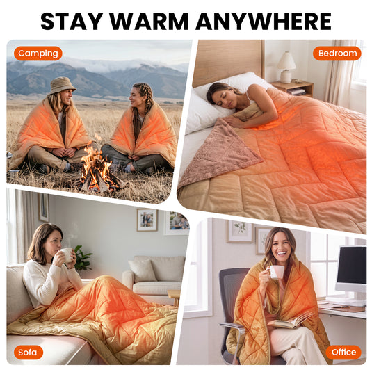 KingCamp HEATED NIMBUS Blanket, 4-Zone Portable Heated Camping Blanket with Sherpa Fleece, Water-Resistant Outdoor Electric Blanket, 78.7" x 57.1"