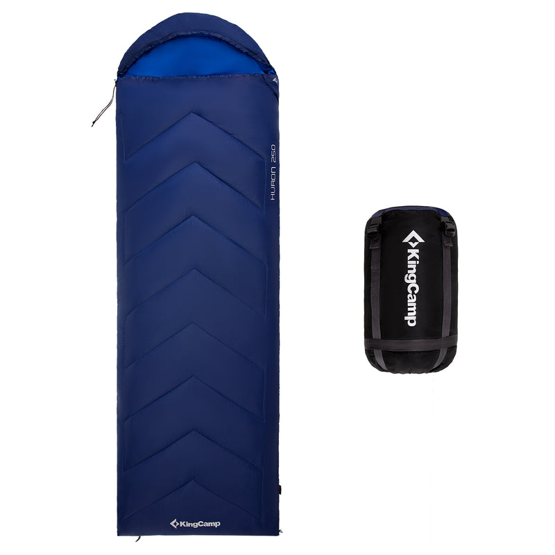 Load image into Gallery viewer, KingCamp HURON 250 Sleeping Bag | 3-Season Envelope Bag with Hood, Soft Polyester Lining, Compact Compression Sack for Adults Camping &amp; Backpacking
