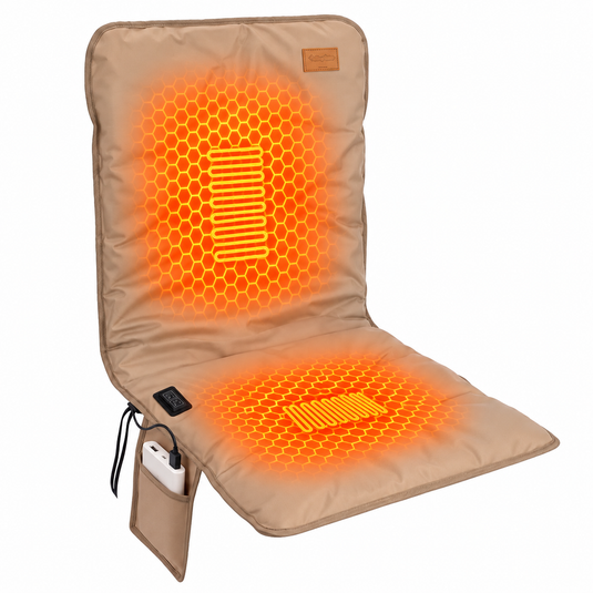 KingCamp Heated Seat Cushion for Camping Chair, Dual-Zone Heated Chair Pad with 3 Heat Settings, Full Back & Seat Coverage for Winter Camping