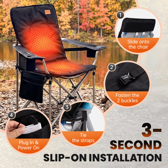 KingCamp Heated Seat Cushion for Camping Chair, Set it up in just a few simple steps