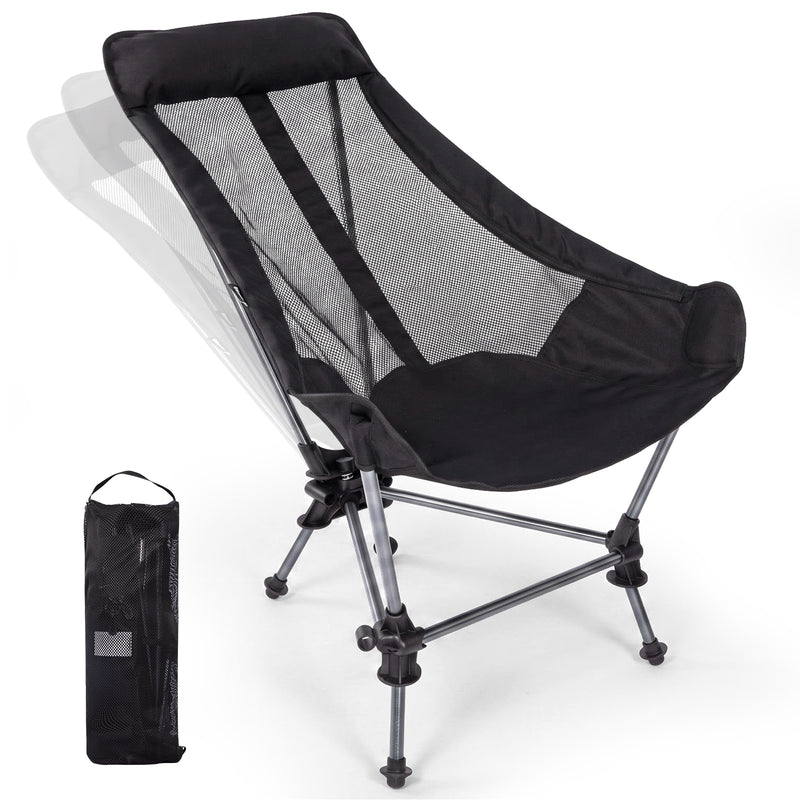 Load image into Gallery viewer, KingCamp High Back Camping Chair with Gentle Sway, 2-Height Adjustable Folding Chair, 330 lbs Capacity, Portable Aluminum Chair with Headrest
