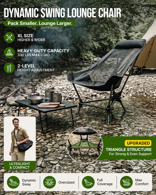 KingCamp High Back Camping Chair with Dynamic Sway System