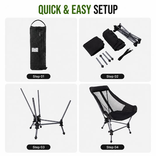 KingCamp High Back Folding Camping Chair Quick and Easy Setup