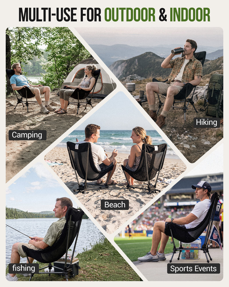 Load image into Gallery viewer, KingCamp High Back Folding Camping Chair, 2-Height Adjustable Portable Chair with Gentle Sway, Headrest and 330 lbs Capacity
