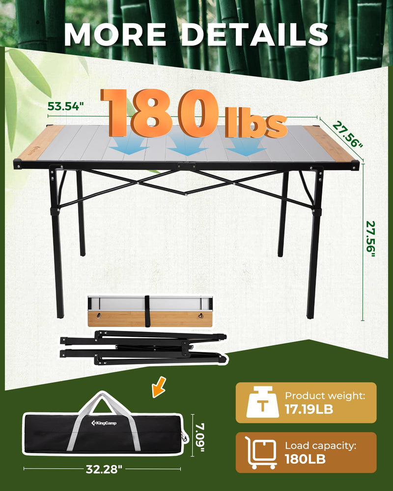 Load image into Gallery viewer, KingCamp Hybrid Aluminum Roll-Top Table with Bamboo Extensions
