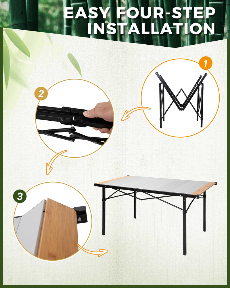 Load image into Gallery viewer, KingCamp Hybrid Aluminum Roll-Top Table with Bamboo Extensions
