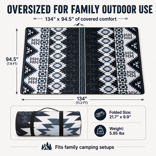 KingCamp ISIAY MAX 3.4 Large Camping Mat, 11.2 x 7.9 ft Insulated Picnic Blanket Oversized for Family Outdoor Use
