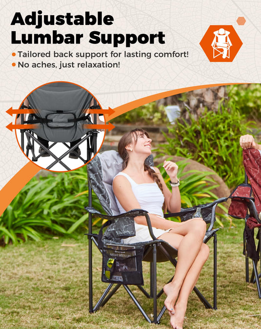 KingCamp JUNIPER C10 Heavy Duty Folding Camping Chair with adjustable Lumbar Support