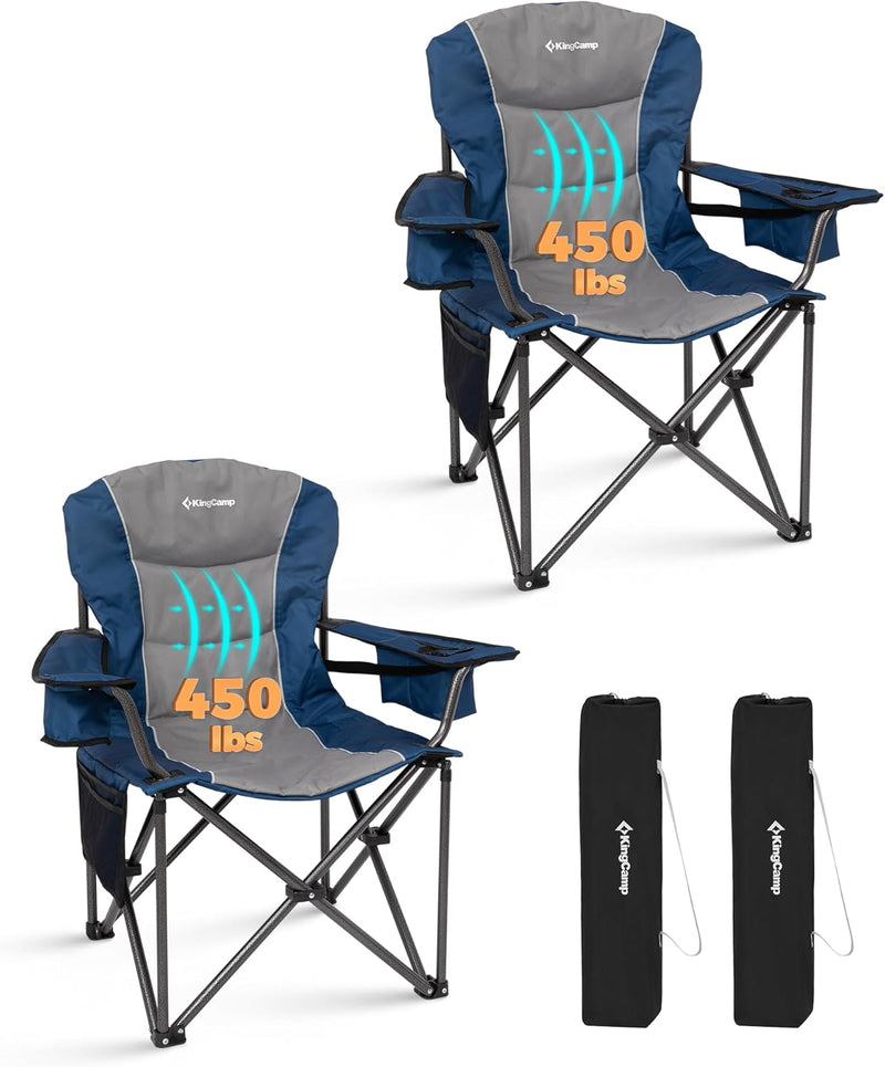 Load image into Gallery viewer, KingCamp JUNIPER C10 Oversized Folding Chair with Adjustable Lumbar Support Blue 2PACK
