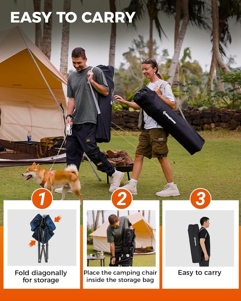 Load image into Gallery viewer, KingCamp JUNIPER C10 Oversized Folding Chair with Adjustable Lumbar Support
