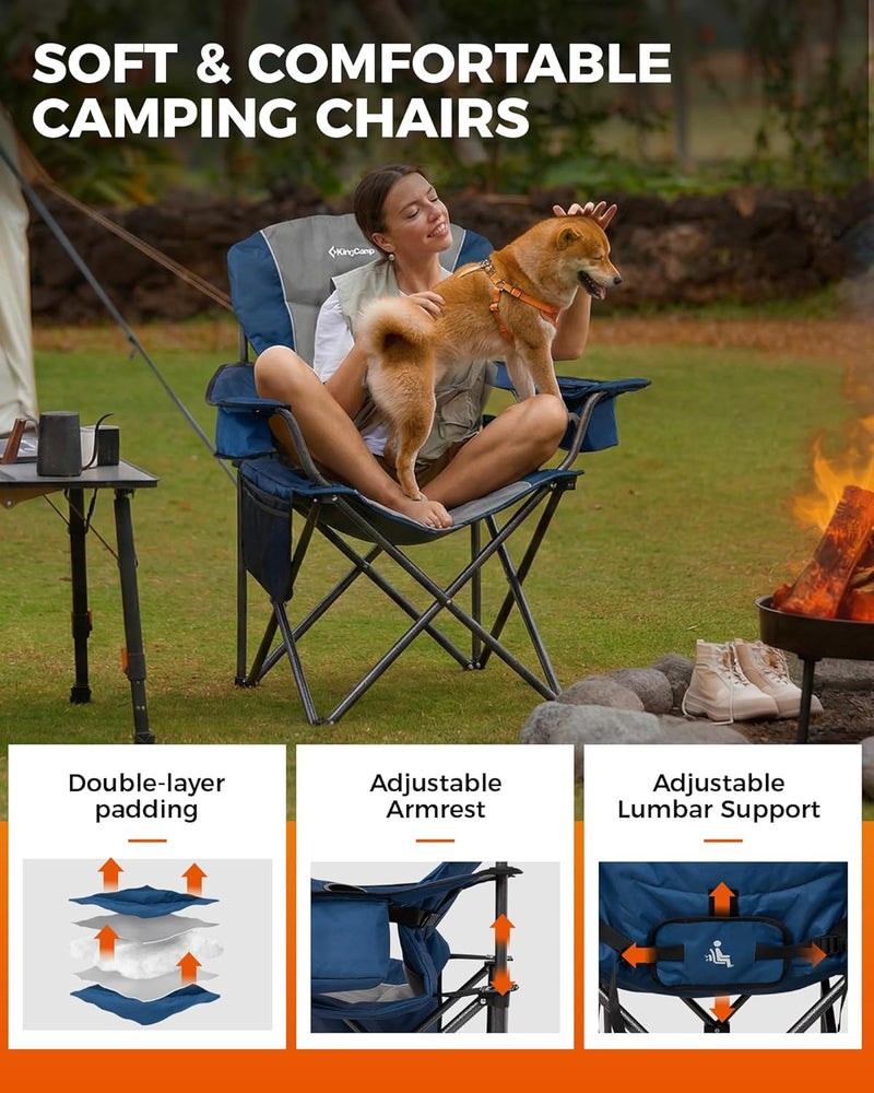 Load image into Gallery viewer, KingCamp JUNIPER C10 Oversized Folding Chair with Adjustable Lumbar Support
