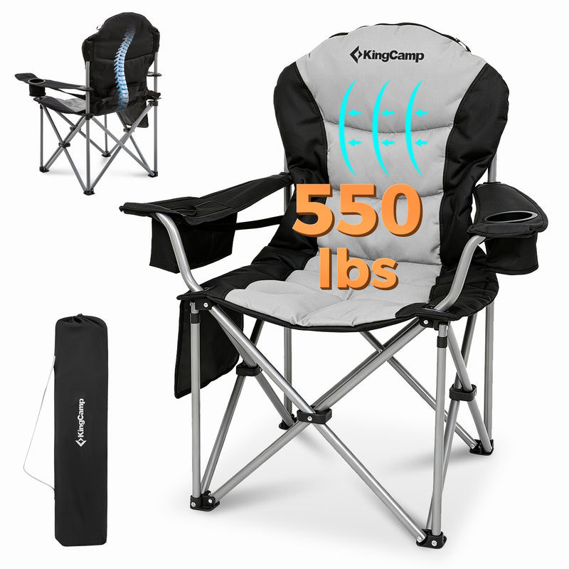 Load image into Gallery viewer, KingCamp JUNIPER C10 PLUS Heavy Duty Folding Camping Chair | 550lb Capacity Oversized Camp Chair with Lumbar Support
