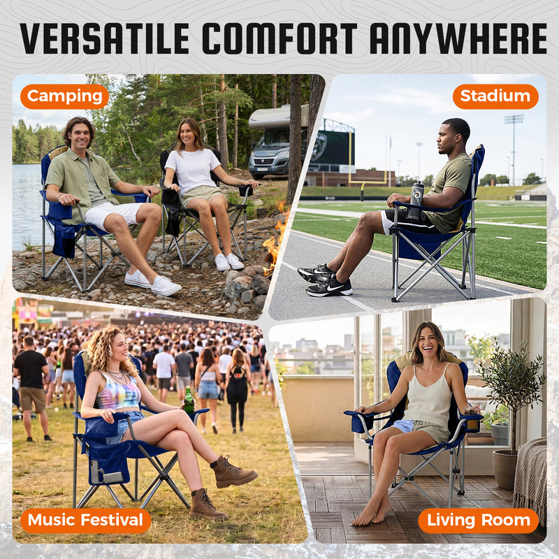 Load image into Gallery viewer, KingCamp JUNIPER C10 PLUS Heavy Duty Folding Camping Chair | 550lb Capacity Oversized Camp Chair with Lumbar Support
