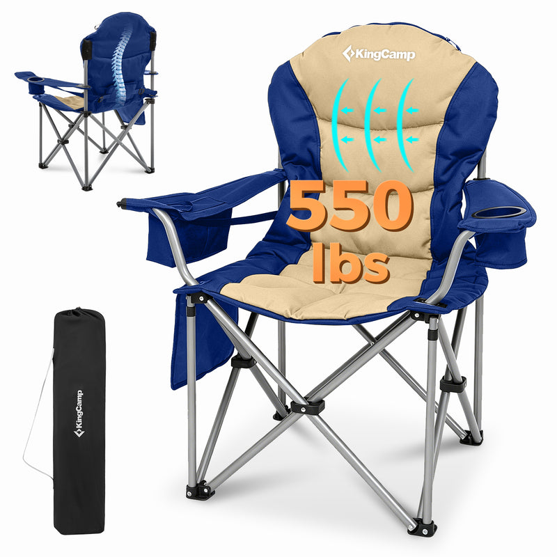 Load image into Gallery viewer, KingCamp JUNIPER C10 PLUS Heavy Duty Folding Camping Chair | 550lb Capacity Oversized Camp Chair with Lumbar Support
