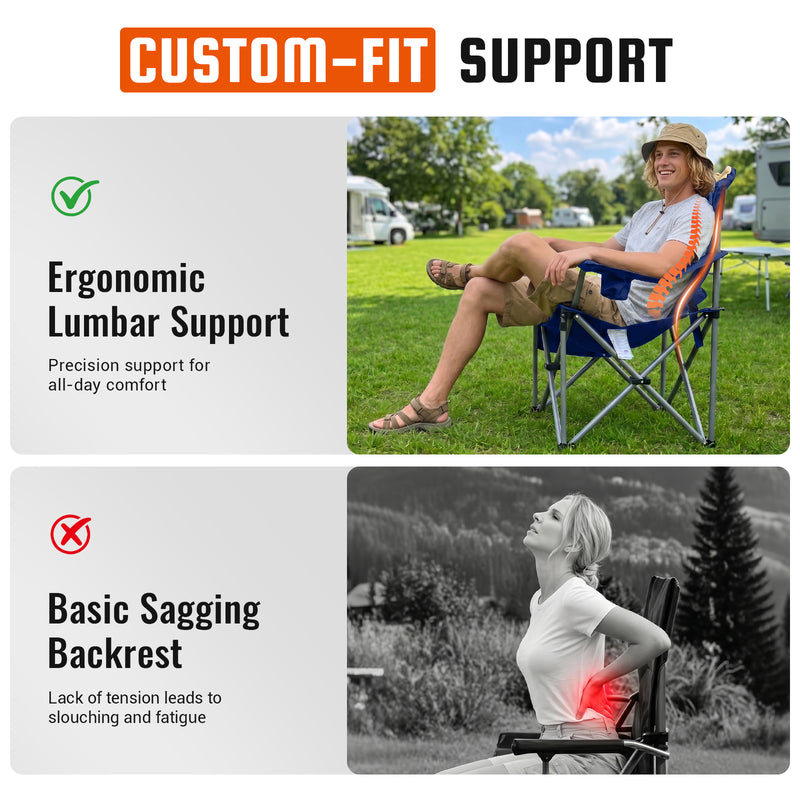 Load image into Gallery viewer, KingCamp JUNIPER C10 PLUS Heavy Duty Folding Camping Chair | 550lb Capacity Oversized Camp Chair with Lumbar Support
