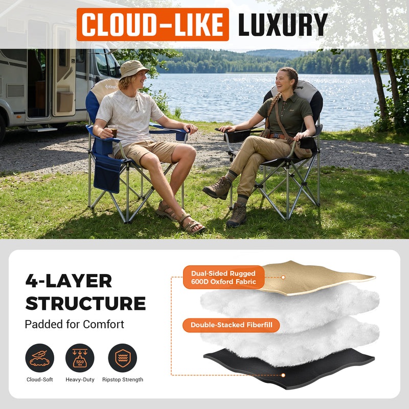 Load image into Gallery viewer, KingCamp JUNIPER C10 PLUS Heavy Duty Folding Camping Chair | 550lb Capacity Oversized Camp Chair with Lumbar Support
