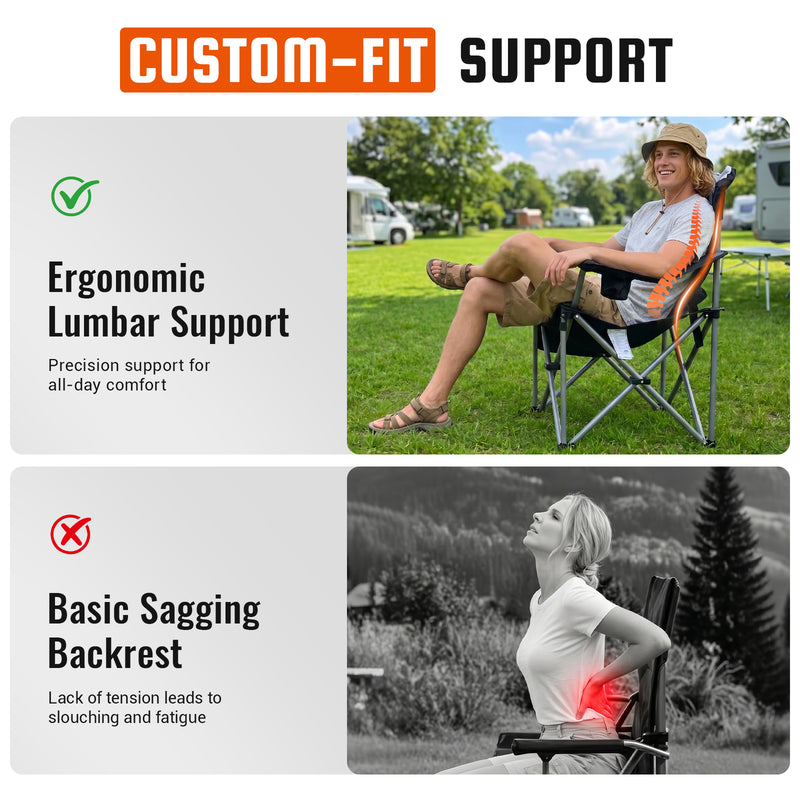 Load image into Gallery viewer, KingCamp JUNIPER C10 PLUS Heavy Duty Folding Camping Chair | 550lb Capacity Oversized Camp Chair with Lumbar Support
