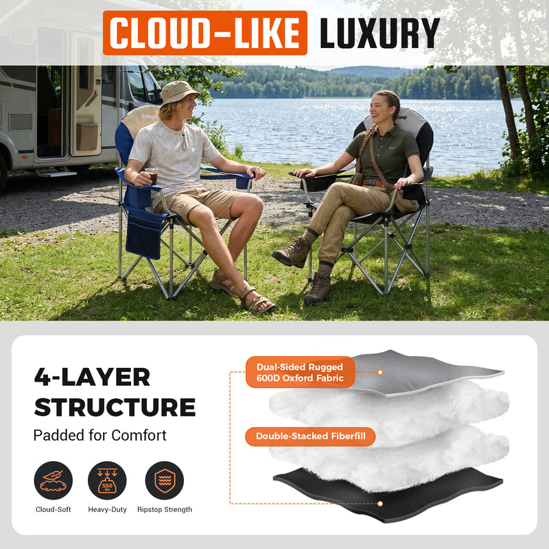 Load image into Gallery viewer, KingCamp JUNIPER C10 PLUS Heavy Duty Folding Camping Chair | 550lb Capacity Oversized Camp Chair with Lumbar Support
