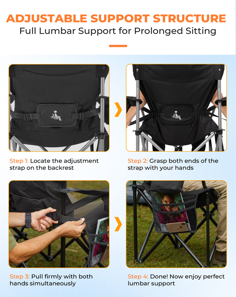 Load image into Gallery viewer, KingCamp JUNIPER C10 PLUS Heavy Duty Folding Camping Chair | 550lb Capacity Oversized Camp Chair with Lumbar Support
