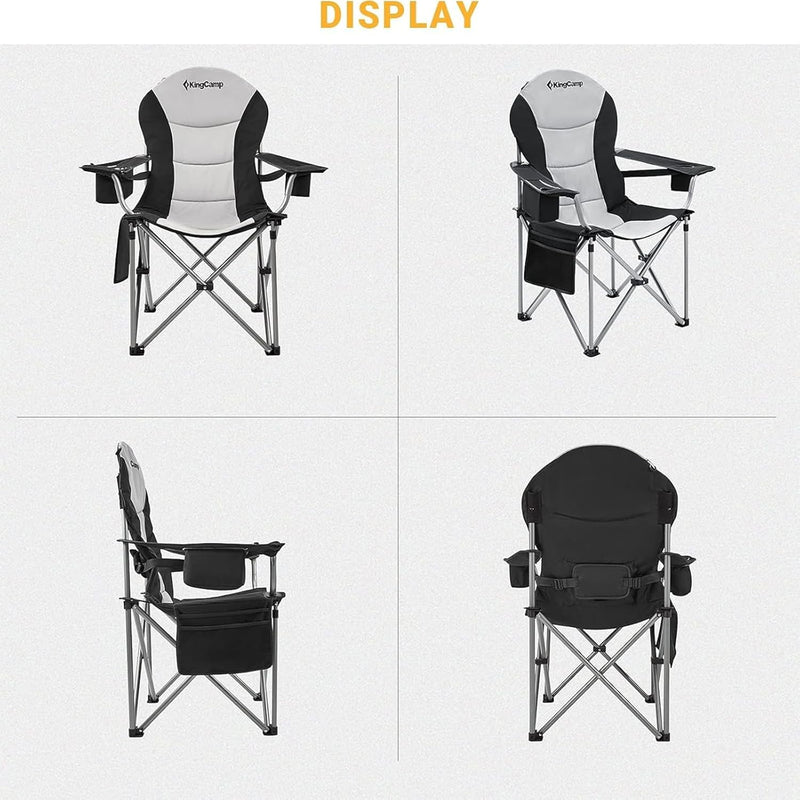Load image into Gallery viewer, KingCamp JUNIPER C10 PLUS Heavy Duty Folding Camping Chair | 550lb Capacity Oversized Camp Chair with Lumbar Support
