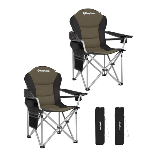 KingCamp JUNIPER C10 PLUS Heavy Duty Folding Camping Chair | 550lb Capacity Oversized Camp Chair with Lumbar Support