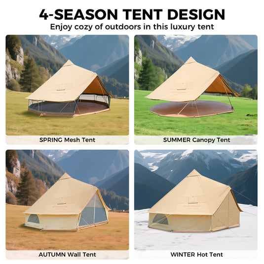 KingCamp KHAN 400 Canvas Bell Tents 4 Season Tent