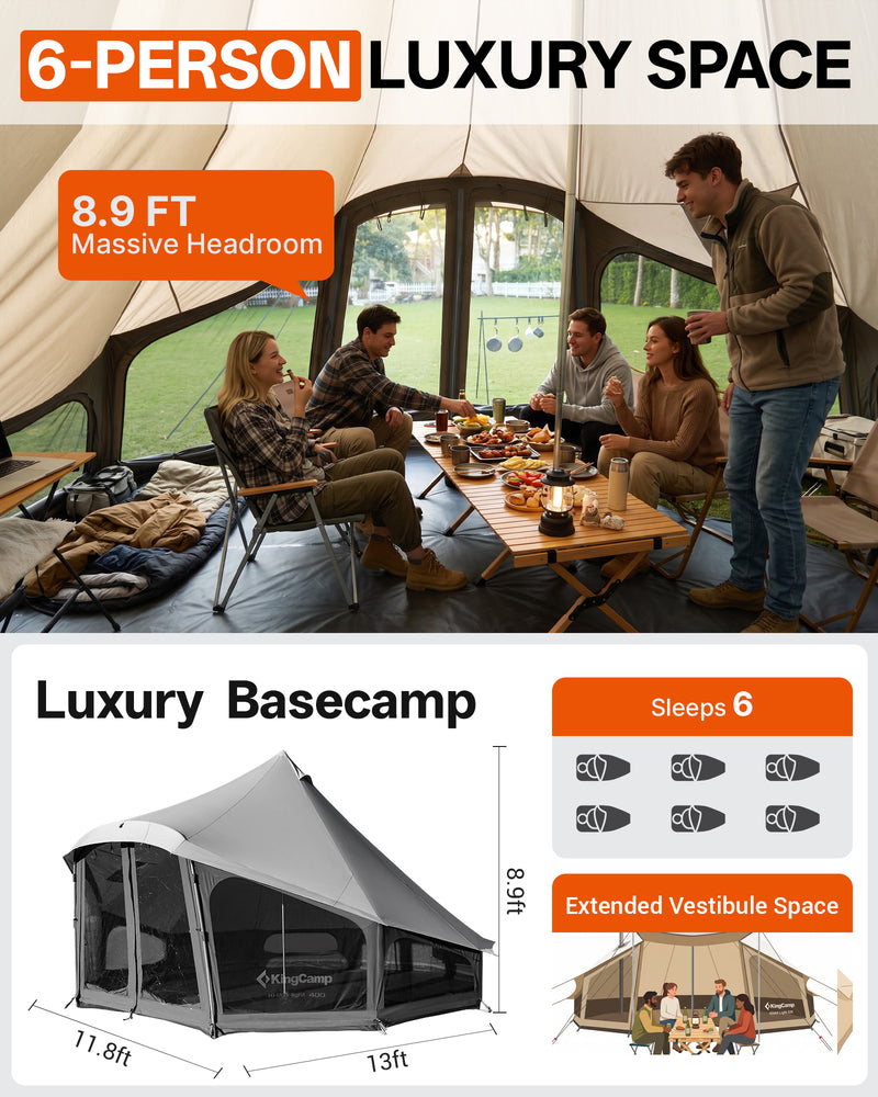 Load image into Gallery viewer, KingCamp KHAN LIGHT Hot Tent with Stove Jack, Canvas Bell Tent for Winter Camping 4-6 Persson
