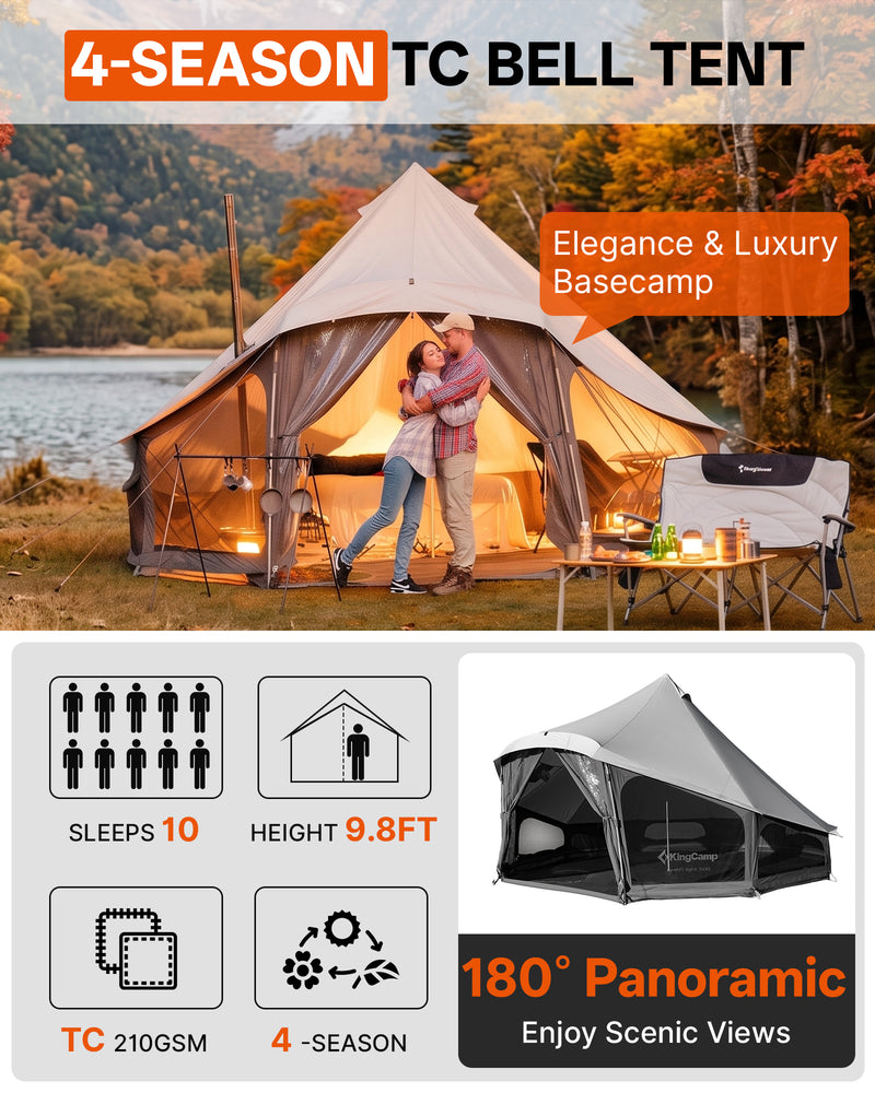 Load image into Gallery viewer, KingCamp KHAN LIGHT Hot Tent with Stove Jack, Canvas Bell Tent for Winter Camping 8-10 Persson
