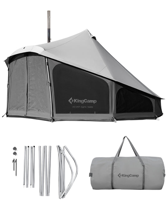KingCamp KHAN LIGHT Hot Tent with Stove Jack, Canvas Bell Tent for Winter Camping 8-10 Persson