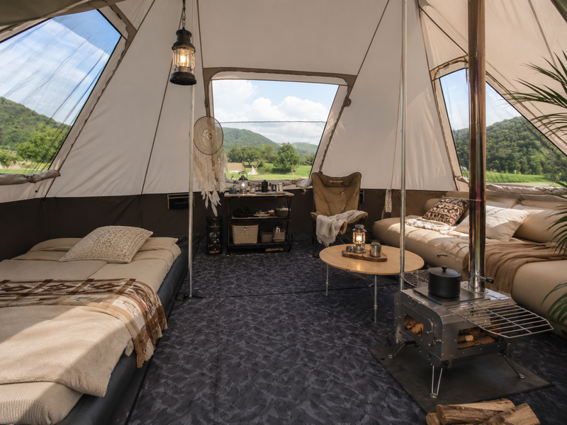 Load image into Gallery viewer, KingCamp KHAN VILLA 15FT TC Canvas Glamping Tent, 4-6 Person 4-Season Cabin Tent with Stove Jack, 2 Bedrooms + Living Room
