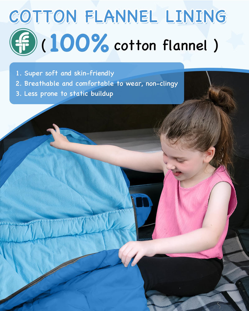 Load image into Gallery viewer, KingCamp Kids Mummy Sleeping Bag - 100% Cotton Flannel Lining
