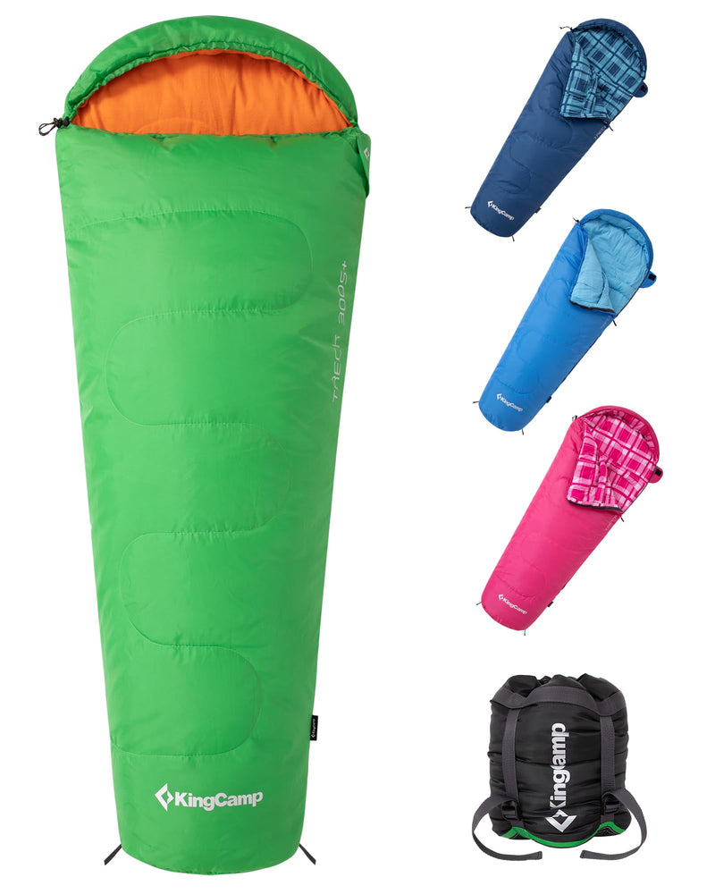 Load image into Gallery viewer, KingCamp Kids Mummy Sleeping Bag - 3-Season Warm &amp; Snug Fit for Camping, Ages 8-12 (up to 4&#39;7&quot; Tall) Green
